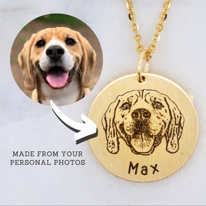 Sterling Silver Pet Portrait Necklace • Engraved Dog Photo Jewelry