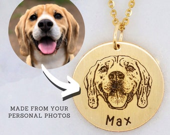 Pet Portrait Jewelry Necklace • Dog Photo Jewelry Necklace • Engraved Pet Photo • Memorial Pet Necklace • Dog Loss Gift Jewelry