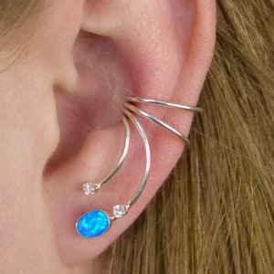Opal • Ear Wrap • Ear Cuff • Opal Ear Cuff • Opal Ear Crawler • Statement Ear Cuff • Opals • Non Pierced • Silver Ear Wrap • EW110-BO
