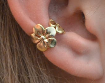 Plumeria • Bijou d'oreille • Or vermeil, argent sterling, or rose vermeil • Bijou d'oreille • Bijou hawaïen • Coupe moyenne • EC351