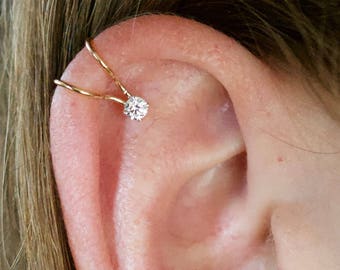 3mm CZ • Ear Cuff • Helix Earring • Ear Wrap • Cartilage Ear Cuff • Helix Piercing • Non Pierced • Fake Piercing • Silver Ear Cuff • EC801