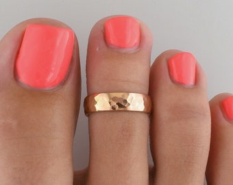 Bold Hammered • Toe Ring • Sized or Adjustable • Midi Ring • Minimalist Ring • Simple Ring • Gold Toe Ring • Silver Toe Ring • TR03-H