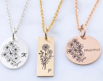 Birth Month Flower Necklace Personalized • Necklace • Mothers Day Gift • Flower Necklace • Gift For Her • Gift for Mom • Gift for Grandma