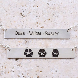 Real Dog Paw Print Necklace Bar • Actual Dog or Pet Paw Print Jewelry • Cat Paw Print Necklace • Memorial Dog Loss Gift for Dog Lovers