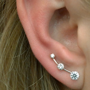 CZ Mini • Ear Climber • Diamond Ear Cuff • Ear Pin • Ear Jewelry • Diamond Ear Climber • Ear Crawler • Wedding Jewelry • Bridesmaids •EP02-3