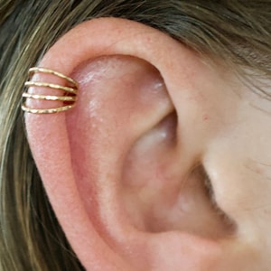 Four Wire Pierced Ear Cuff Ear Cuff Helix Piercing Helix Earring Cartilage Earring Ear Wrap Silver Ear Cuff Ear Piercing image 1