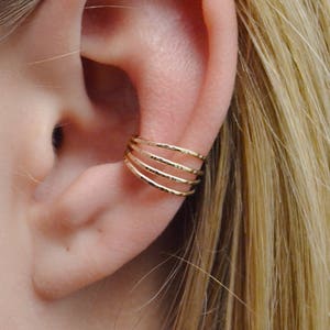 Four Wire • Ear Cuff • Ear Cuffs • Gold Ear Cuff • Silver Ear Cuff • Gold Ear Wrap • Silver Ear Wrap • No Piercing • Non Pierced • EC302