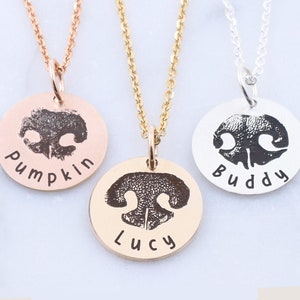 Werkelijke hond neus print ketting • Echte hond neus print sieraden • Gegraveerde hond neus print • Memorial huisdier ketting • Hond verlies cadeau sieraden