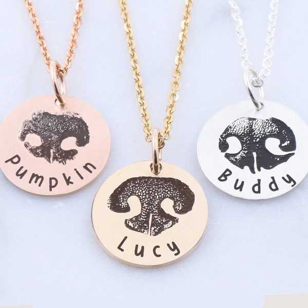 Actual Dog Nose Print Necklace • Real Dog Nose Print Jewelry • Engraved Dog Nose Print • Memorial Pet Necklace • Dog Loss Gift Jewelry