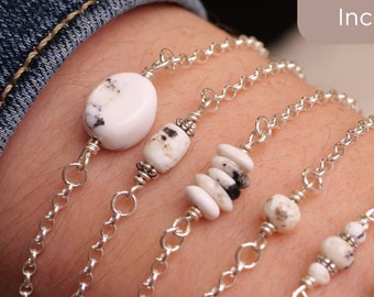 White Buffalo Turquoise Connector Rare: Sterling Silver Permanent Jewelry Component