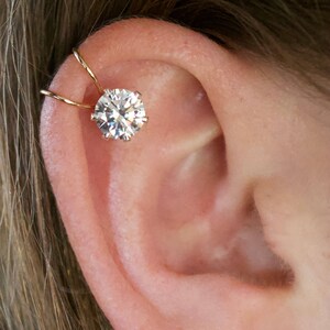 7mm CZ • Ear Cuff • Cartilage Cuff • No Piercing • Sterling Silver or 14K Gold Filled • Helix Ear  Cuff • Cartilage Ear Cuff • EC805