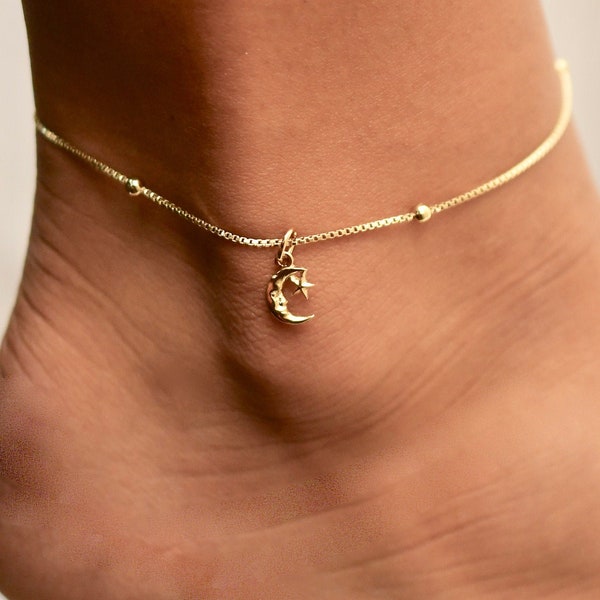 Moon Anklet • Anklet • Gold Moon Anklet • Anklets • Ankle Bracelet • Women's Anklet • Ankle Chain • Celestial Anklet • Gift for Her • ANK02