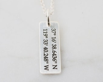 Personalized Vertical Bar Necklace • Sterling Silver Coordinates Jewelry
