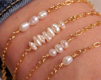 Freshwater Pearl Connector: Sterling Silver or Gold Filled Bracelet Anklet
