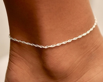 Twisted • Anklet • Simple Sparkling Anklet • Layered Anklet • Anklets for Women • Sterling Anklet • Ankle Bracelet • Foot Jewelry • ANK01