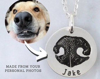 Dog Nose Print Necklace • Personalized Sterling Silver Pet Memorial Jewelry