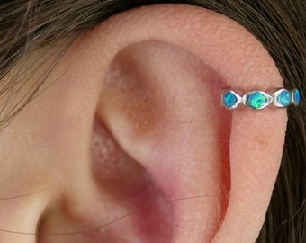 Opal Ear Cuff • Opal Earrings •  Helix Ear Cuffs • Cartilage Ear Cuff • October Birthday Gift • Opal Ear Wrap -Opal Jewelry -Gift for Her -