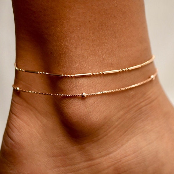 Gold Anklets • Anklets • Simple Anklets • Layered Anklets • Anklets for Women • Select a Style • Delicate Anklet • Anklet Set • ANK05/02