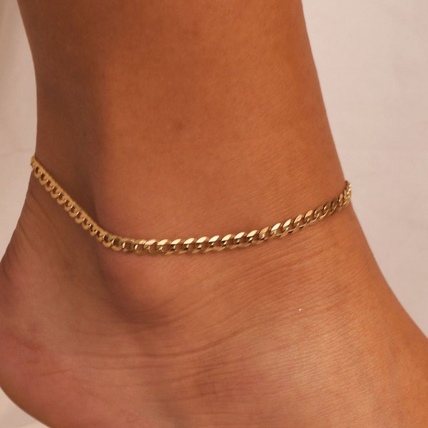 Wide Curb • Anklet • Anklets • Gold Anklet • Silver Anklets • Ankle Chain • Anklets for Women • Ankle Bracelet • Gift for Her • ANK18