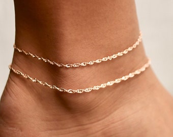 Rose Gold Anklets • Anklets • Ankle Bracelets • Anklets for Women • Dainty Anklets • Layered Anklets • Twisted Anklet Set • ANK01