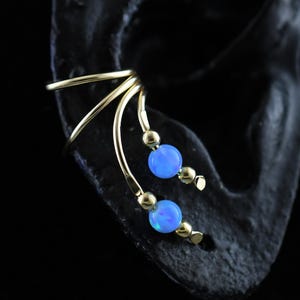 Opal Ear Cuff • 14k Gold Filled • Blue or White Opal • Non Piercing Jewelry • EW120-BO