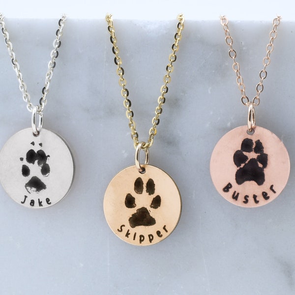 Hund Pfotenabdruck Halskette • Erinnerungsgeschenk für Hunde • Pfotenabdruck Schmuck • Gedenktier Halskette • Hund Katze Haustier Verlust