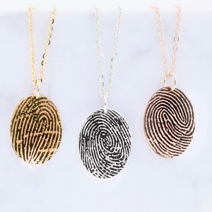 Actual Fingerprint Handwriting Necklace • Memorial Fingerprint Jewelry • Memorial Gift • Memorial Charm • Gift for Grandma • Gift for Mom