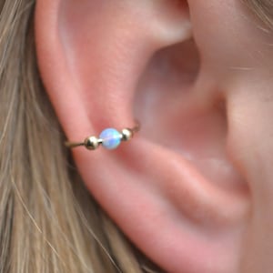 Opal Bead • Ear Cuff • Opal Ear Cuff • Gold Ear Cuff • Opal Jewelry • Silver Ear Cuff • No Piercing • Gift for Her • Middle Fit • EC316