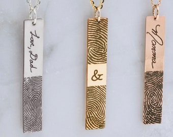Sterling Silver Fingerprint Handwriting Necklace • Personalized Memorial Jewelry