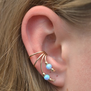 Opal • Ear Wrap • Ear Cuff • Minimalist Ear Cuff • Silver Ear Cuff • Gold Ear Cuff • Opals • Non Pierced • Silver Ear Wrap • EW120-BO