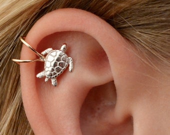 Sea Turtle • Ear Cuff • Cartilage Ear Cuff • Non Pierced • Helix Ear Cuff • Sterling Silver and Gold Filled • Fake Piercing • EC809