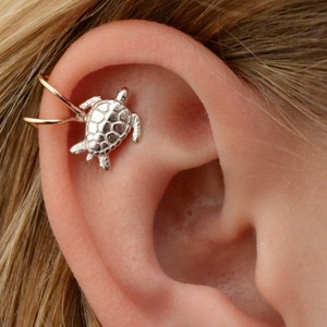 Sea Turtle • Ear Cuff • Cartilage Ear Cuff • Non Pierced • Helix Ear Cuff • Sterling Silver and Gold Filled • Fake Piercing • EC809