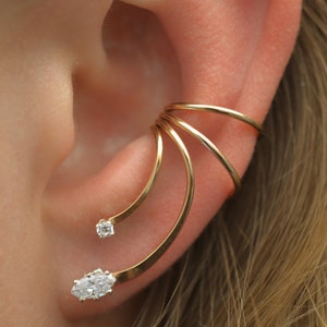 Marquise • Ear Wrap • Ear Wraps • Gold Ear Cuff • Ear Crawler • Silver Ear Cuff • Ear Cuff • No Piercing • Fake Piercing • EW111
