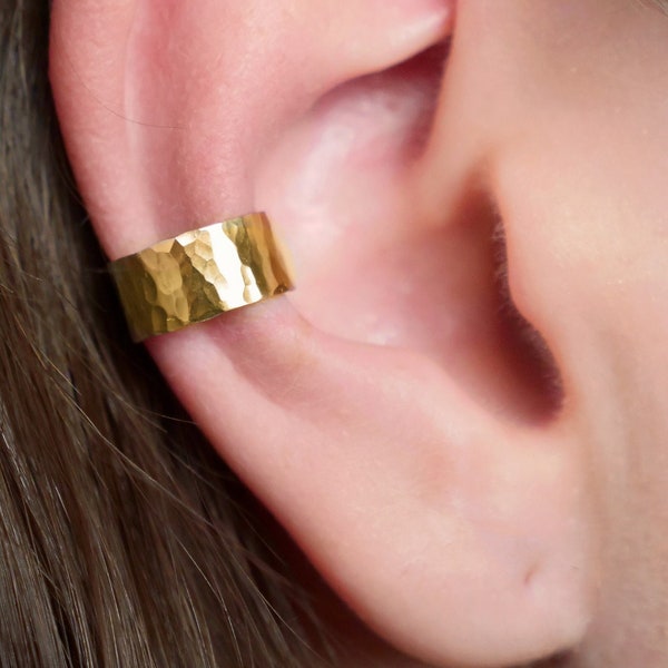 Wide Hammered • Ear Cuff • Ear Wrap • Silver Ear Cuff • Gold Ear Cuff • Ear Cuffs • Conch Ear Cuff • No Piercing • Gift for Her • EC304