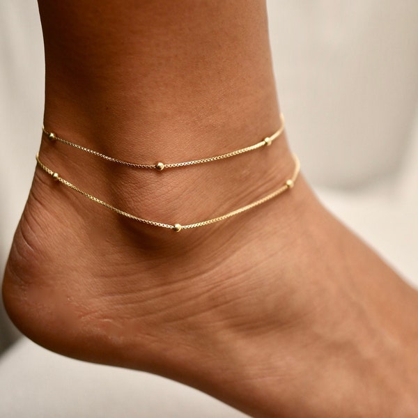 Gold Anklets • Anklets • Anklets for Women • Gold Anklet • Delicate Anklet • Layering Anklets •  Simple Anklet • Anklet Set • ANK02