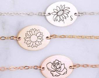 Birth Month Flower Anklet • Wildflower Anklet • Wildflower Jewelry • Gold Sunflower Anklet  • Birth Month Jewelry • Gift For Her