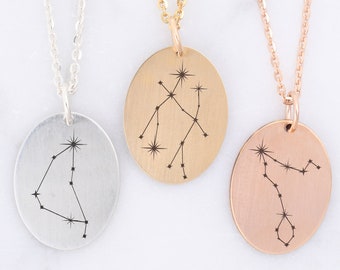 Constellation Necklace Personalized • Custom Engraved Constellation Star Map Necklace • Zodiac Star Map • Custom Engraved Necklace