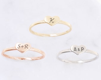 Personalized Heart • Thumb Ring • Heart Engraved Thumb Ring • Valentines Heart Ring • Thumb Rings for Women • Initial Monogram Thumb Rings
