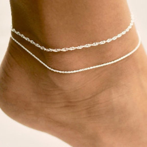 Silver Anklets • Anklets • Layered Anklets • Ankle Bracelet • Anklet • Anklets for Women • Gift for Her • Delicate Anklet • ANK01/ANK04