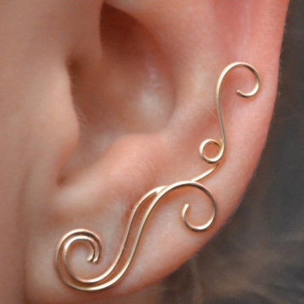 Swirling Ear Climber • Ear Crawler • Gold Ear Climber • Gift for Her • Sterling Ear Climber • Ear Pins • Ear Crawlers • Ear Pin • EP21