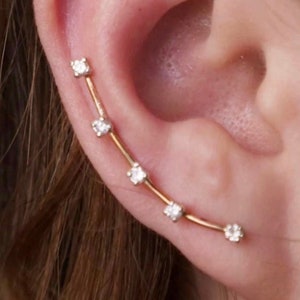 CZ • Ear Climber • Dainty Diamond Earring • Ear Pin • Minimalist Ear Climber • Ear Crawler • Wedding Earring • Bridesmaids Gifts • EP01-5