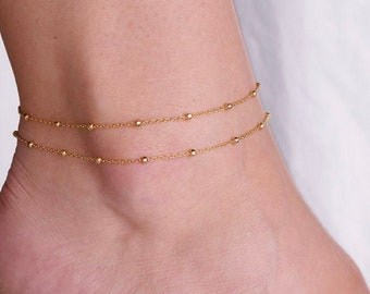 Dainty Satellite Anklet • Gold Vermeil • Custom Sized • ANK14
