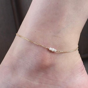 Pearl • Anklet • Anklets • Gold Anklet • Simple Anklet • Anklets for Women • Ankle Bracelet •  Gifts for Her • Bridesmaids Gift