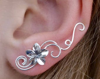Plumeria • Ear Climber • Hawaiian Earring • Ear Pin • Ear Climbers • Ear Pins • Ear Crawlers • Up the Ear Earring • Gift for Her • EP21-PLM