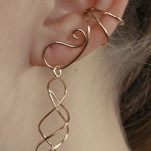 Ear Wraps • Ear Saver with Double Long Dangle • Ear Wraps • Non Pierced • Ear Wrap • Clip on Earrings • Ear Cuff • EW103