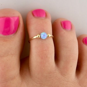 Opal Bead Adjustable Toe Ring Toe Ring Silver Toe Ring Minimalist Ring Midi Ring Gold Toe Ring Opal Toe Rings TRA82 image 2