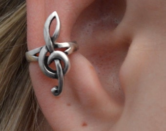 Treble Clef Ear Cuff • Sterling Silver • Decorate Without Piercing • EC396