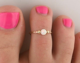 Opal Bead • Adjustable Toe Ring • Toe Ring • Silver Toe Ring • Minimalist Ring • Midi Ring • Gold Toe Ring • Opal • Toe Rings • TRA82