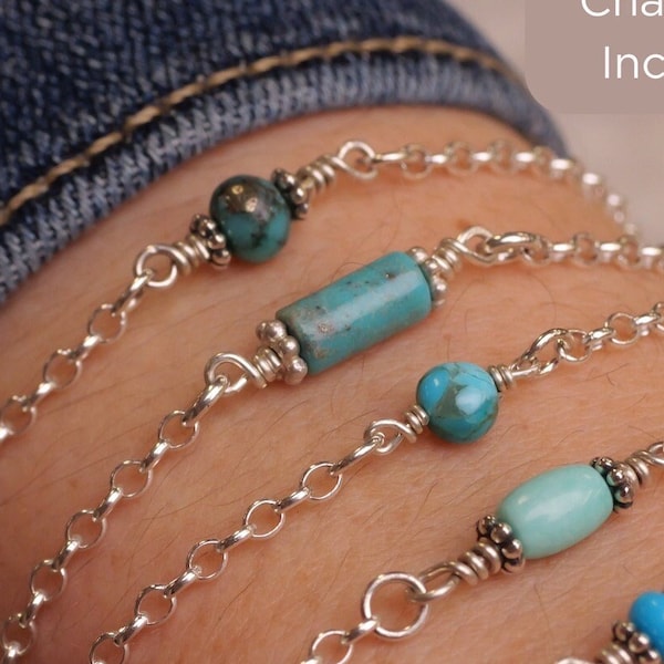 Permanent Jewelry Connector Charm Campitos Turquoise RARE  Cowgirl Style Bracelet Connectors • Finished Bracelets Optional