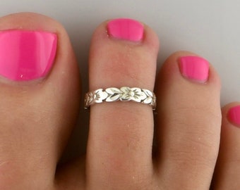 Haku Lei • Toe Ring • Haku Lei Flower Toe Ring • Womans Toe Ring • Toe Rings • Hawaiian • Silver Toe Ring • Midi Ring • Simple Ring • TR48